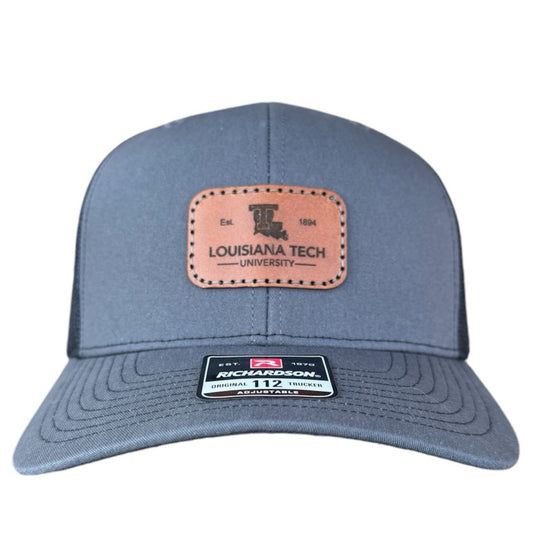 Houma Trucker Hat, Louisiana Tech Univeristy Leather Patch #7